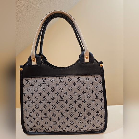 Louis Vuitton Gray and Blue Mini Monogram Tote with Gold Hardware - Picture 5 of 13